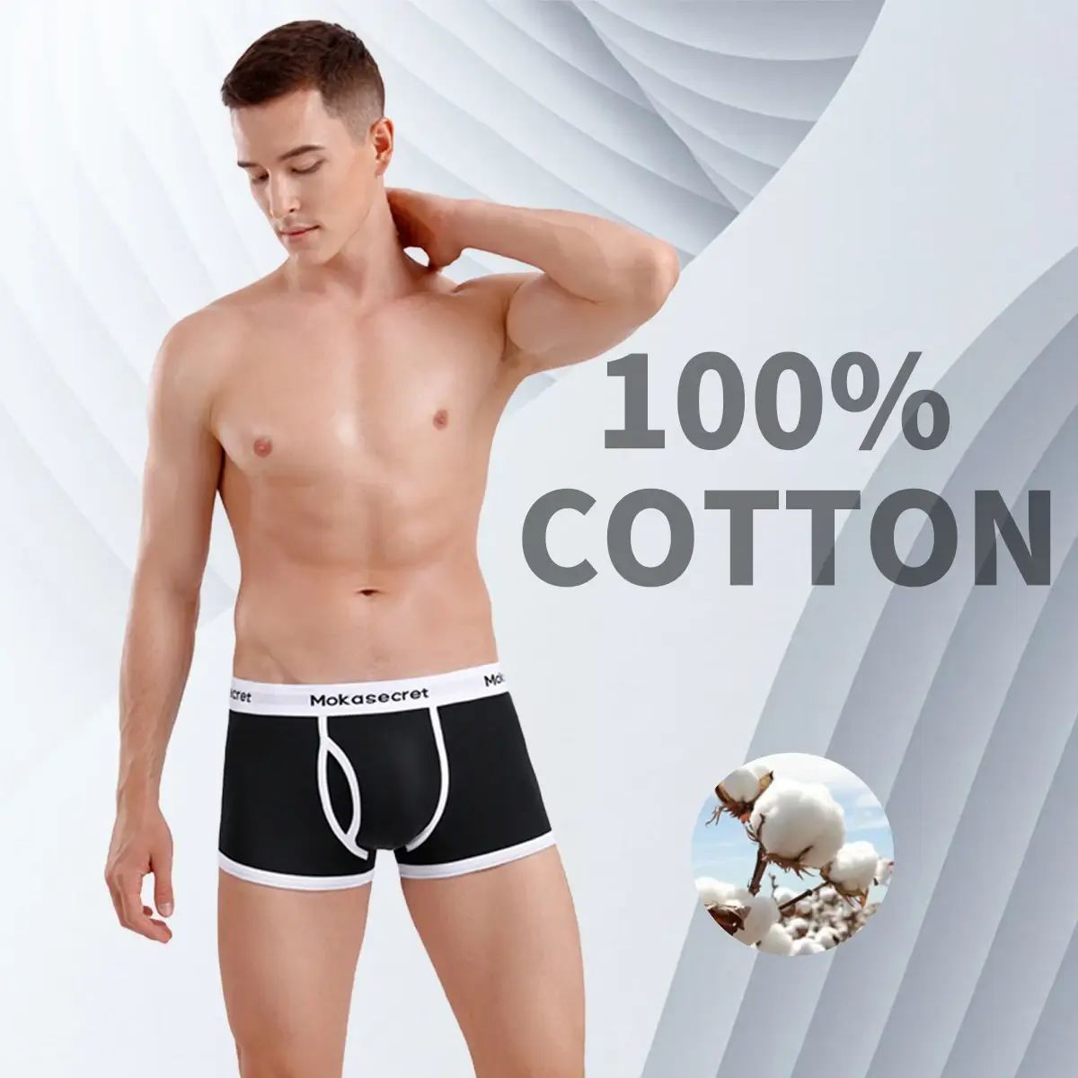 Men's Cotton Boxer Underwear Men's Fashion Letter Belt Underpants Breathable Soft Comfortable Male Panties Shorts — image 1
