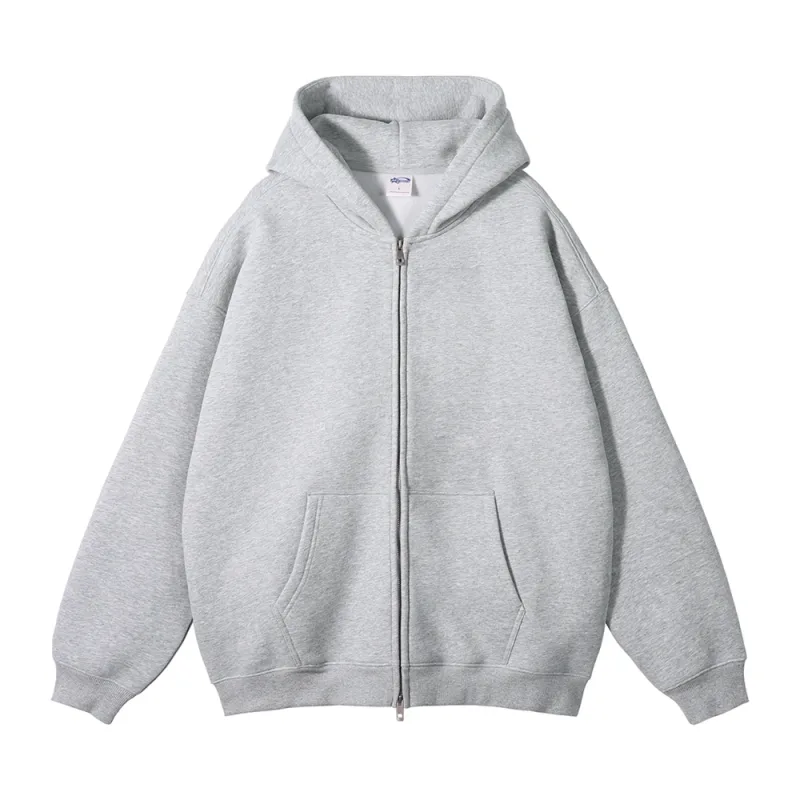New Men Double Headed Zipper Fleece Hoodies Unisex Loose Basic Solid Warm Hooded Sweatshirts Coats For Winter HY0633 — image 56