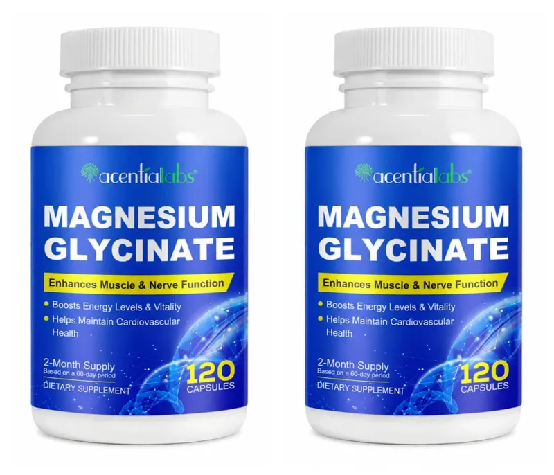 Acentiallabs Magnesium Glycinate 120 Capsules - Pure Organic Vegetarian Supports Bone Health Sleep & Muscle Nerve Support — image 8