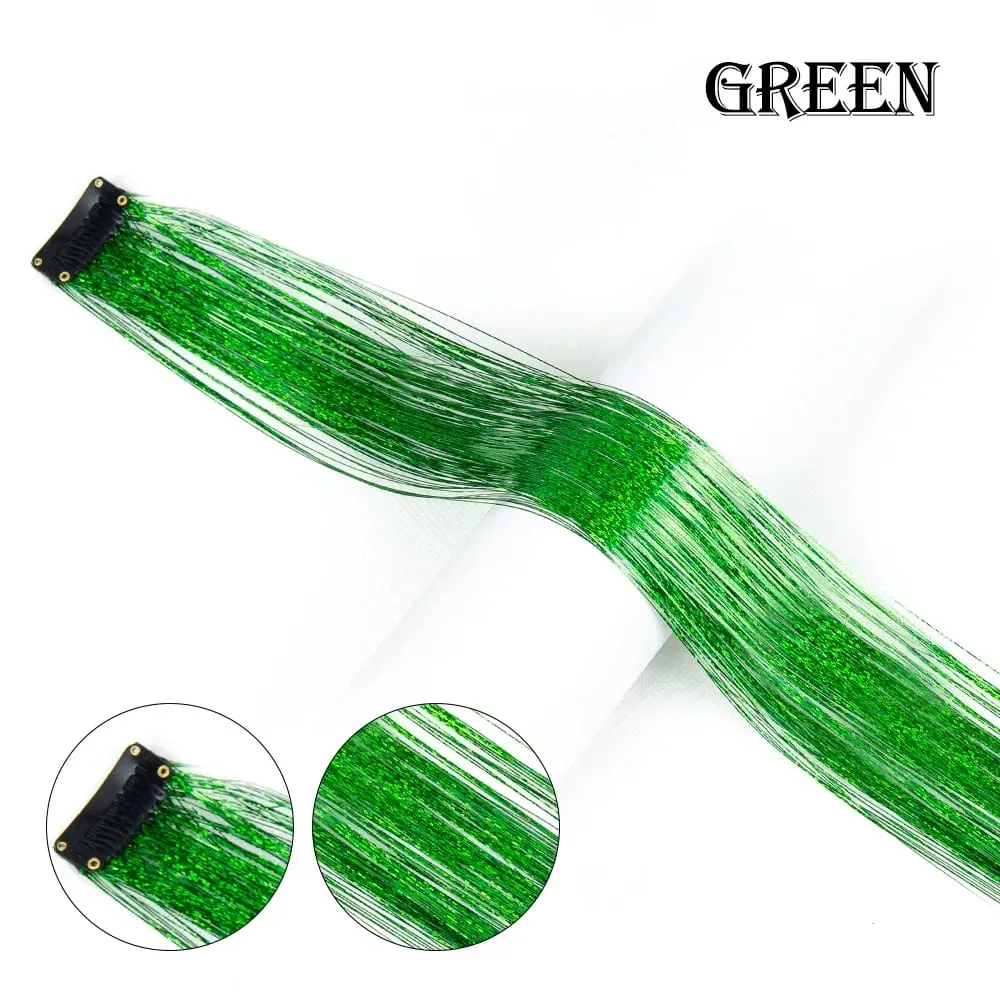 New Hair Tinsel Clip In Extensions Shiny Sparkle Hair Tinsel Glitter Fairy Hair Tinsel Kit Clip In Sparkle Hair Extension 19.5In