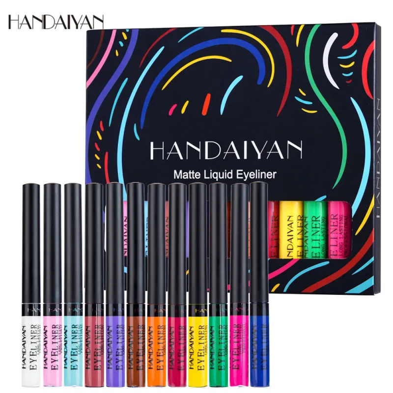 12pcs Colorful Waterproof Eyeliner Pen Set Fluorescent Matte Long-Lasting 24hrs Eye Liner Pencils for Face Makeup Decoration — image 9