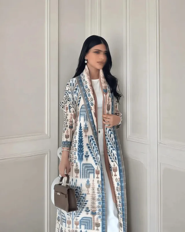Women's Fold Miyake Pleated Abaya Long Sleeve Print Foldable Collar Robe Cardigan Coat New Winter Fashion Original Design 2026 — image 11