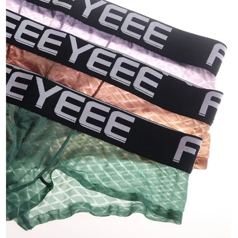 Sexy Männer Unterwäsche Eis Seide Raute Ultra-dünne Transparente Weiche Mann Slips Hüfte Heben Atmungsaktive Elastische Herren Höschen niedrige Taille — image 4