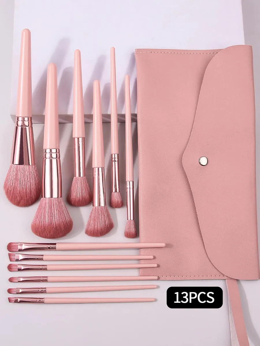 13Pcs Makeup Brush Set Comes With a Portable Envelope Makeup Brush Bag Blush Loose Powder and Eyeliner Brushes — image 3