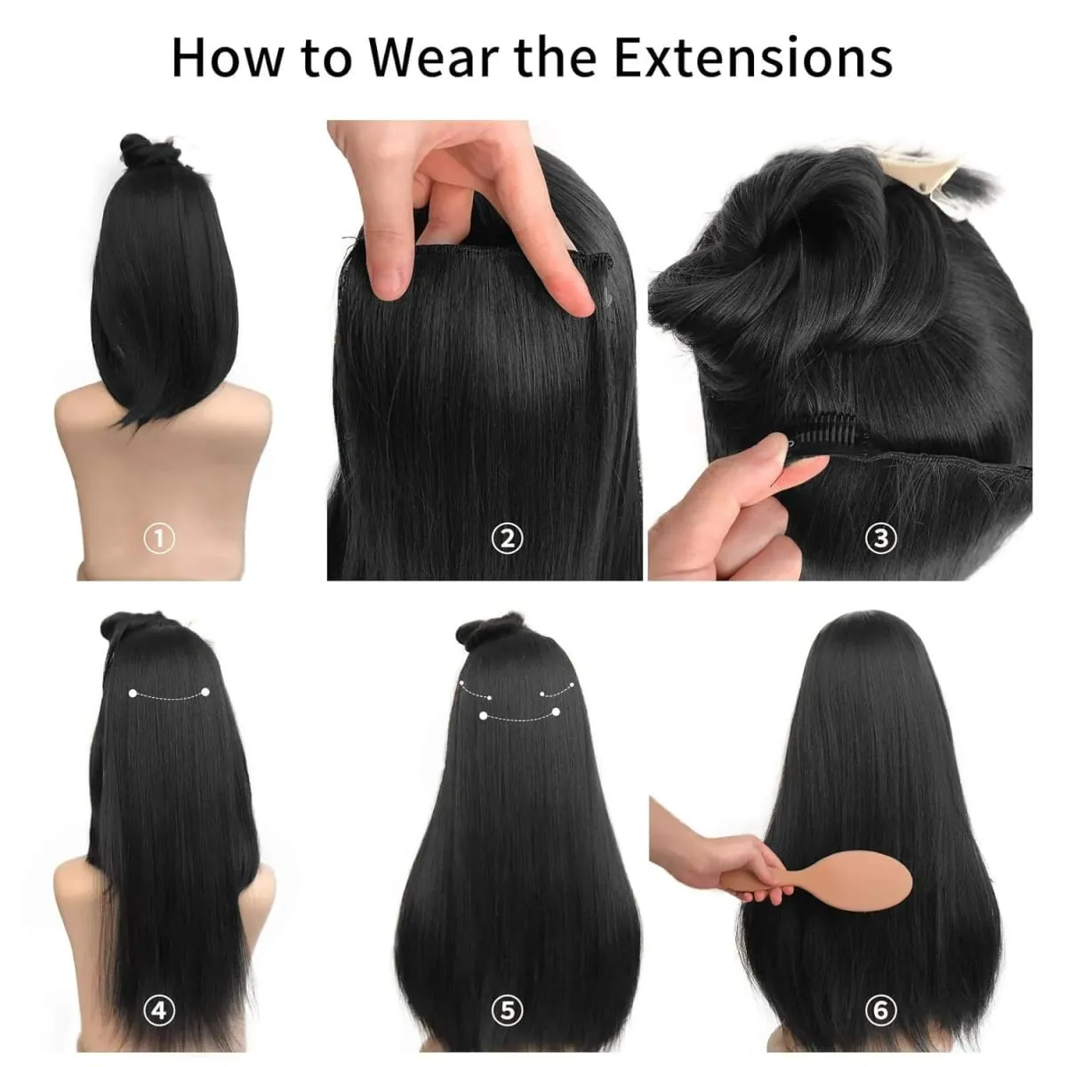 3pcs/set Clip in Hair Extensions Synthetic Hairpieces 20inch Thick Long Straight Clip in on Hair Extensions for Women Girls