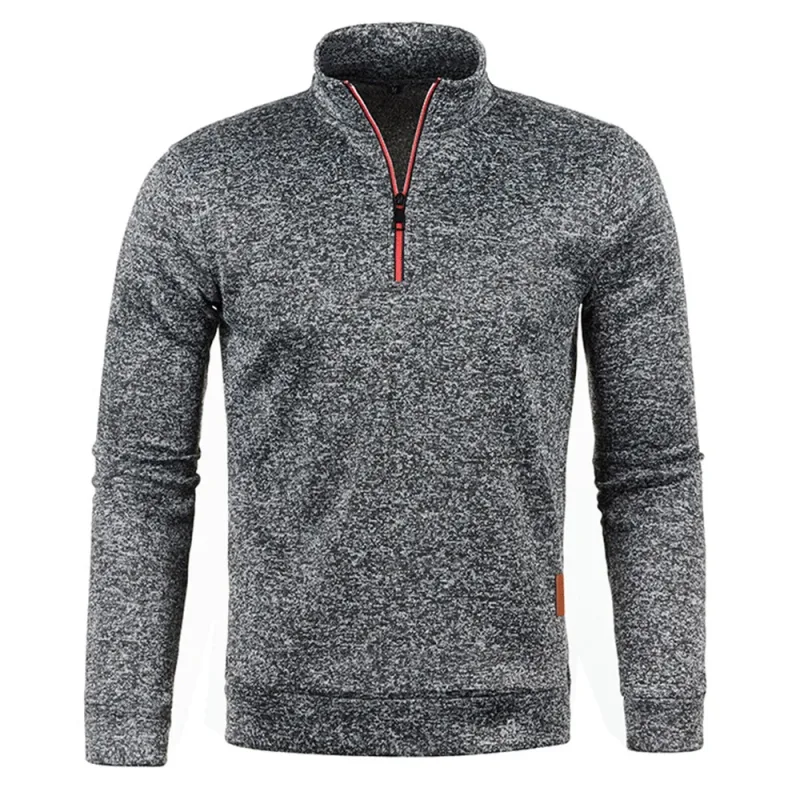 Men Sweatshirts Spring Thicker Pullover Half Zipper Pullover for Male Hoody Outdoor Sweatshir Autumn Solid Color Turtleneck Swea — image 3
