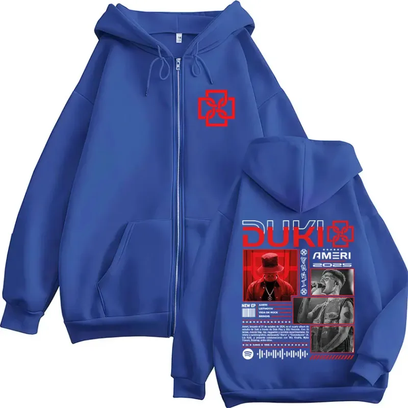 Rapper Duki Ameri World Tour 2025 Zipper Hoodies Men Women Clothing Fashion Hip Hop Zip Up Hooded Oversized Sweatshirts Jackets — image 6