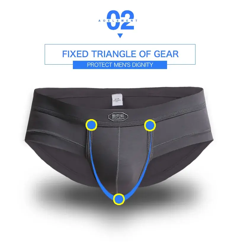 3PC Men's briefs U convex Modal briefs Men's sensible pouch sports wicking sweat breathable mid-waist shorts