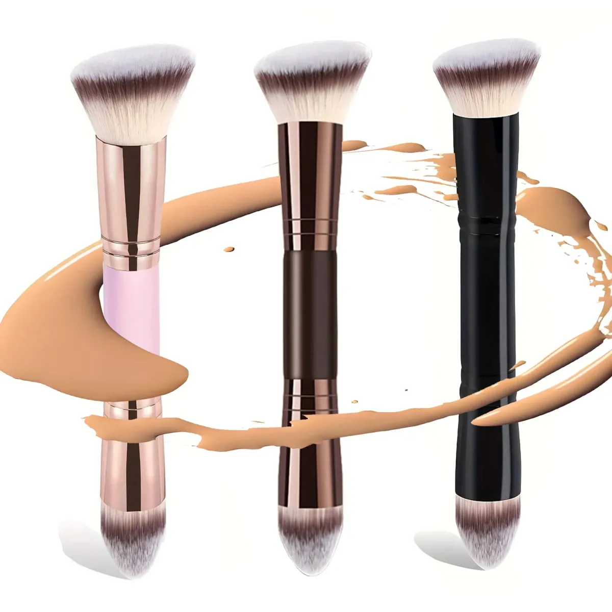 Single Double-Ended Multi-Functional Makeup Brush Professional Foundation + Blush Brush Soft & Dense Bristles — image 1