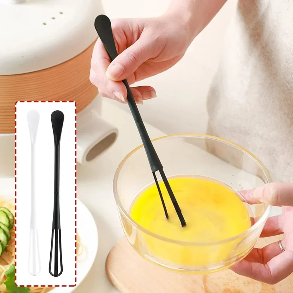 1PC Egg Whisk Plastic Multifunctional Mini Hand Egg Beater Kitchen Utensil with Teaspoon Egg Baking Tools Cream Stirring Stick — image 7