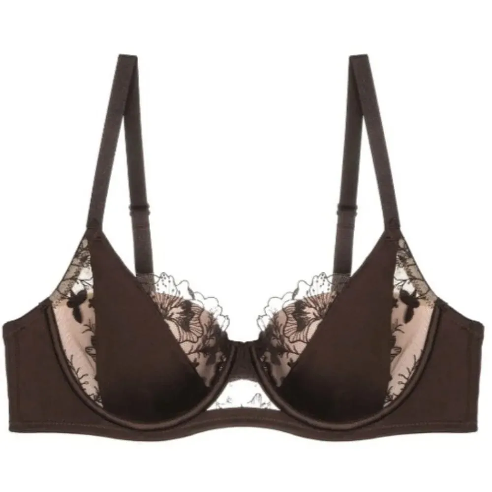 セクシーなBANERDANNI French Style Lace Bra Set Color Block Soft Underwire Thin Cup Minimizer Lift Support Comfort Lingerie Women M-40 — image 2
