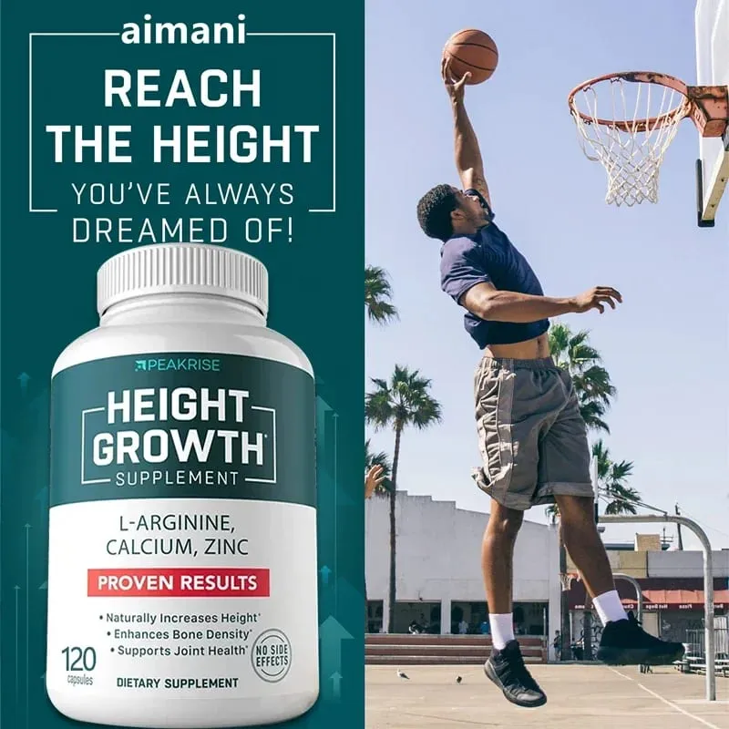 Vitamin D3 + Calcium and Zinc Nutritional Supplement Natural Height Growth Suitable for Adults and Children
