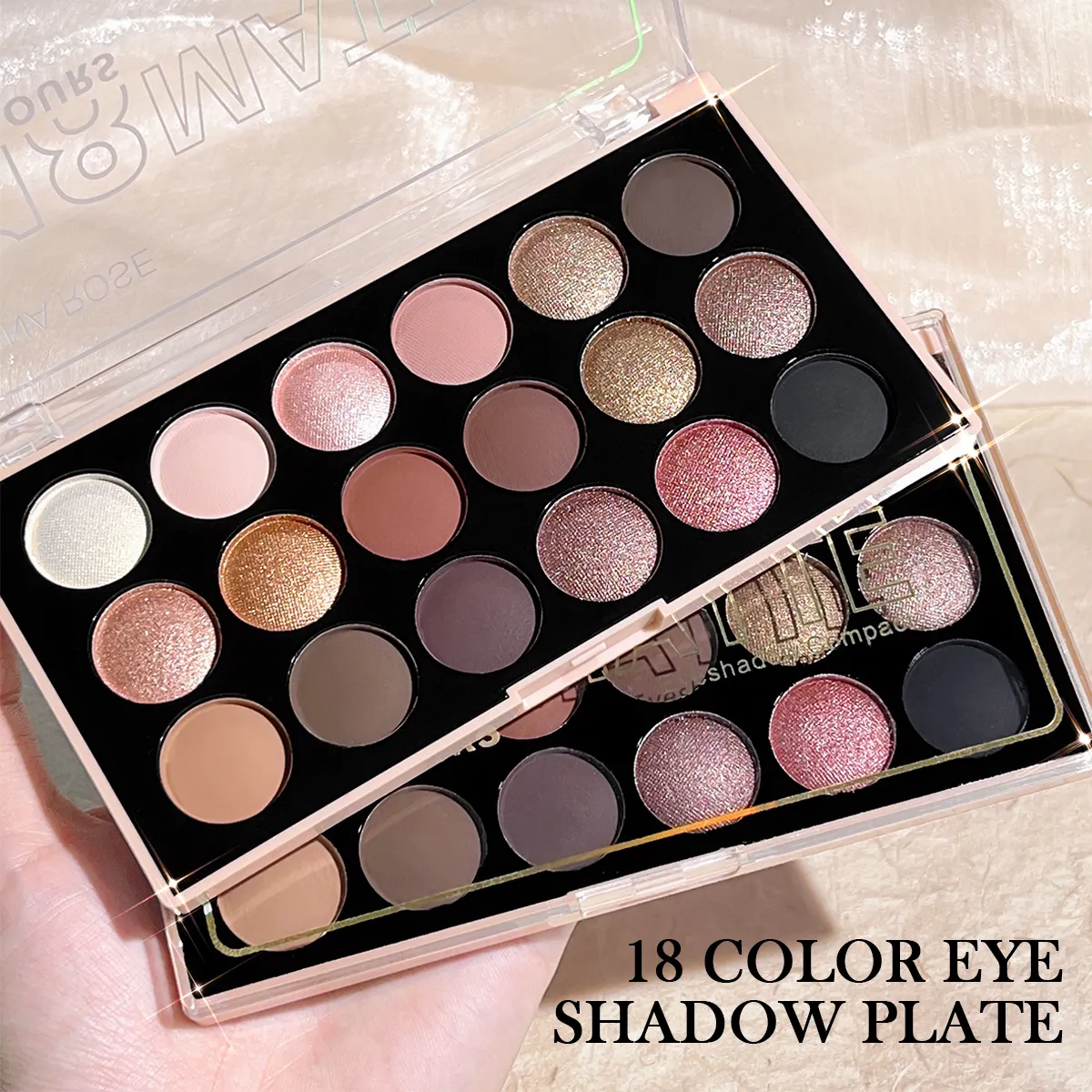18-Color Eyeshadow Palette – Pearlescent Matte Fine Shimmer Glitter Earth Tones Long-Lasting High-Performance — image 3