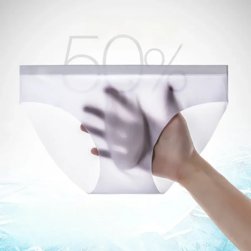 Men's Ice Silk Seamless Briefs Summer New Ultra-thin Panty Transparent Sexy Quick-drying Trendy Breathable Underwear Panties — image 9