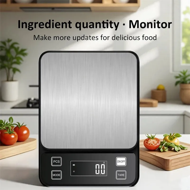 3/5/10 kg 0,1 g digital elektronisk køkkenvægt LCD-skærm Fuldt vandtæt rustfrit stål Måling Vejning Bageværktøj — image 4