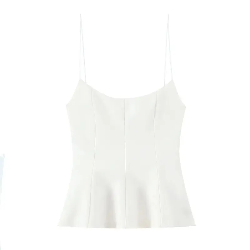 Ele Bal Crop Top Women's Faion Spring Summer Slim Fit Elastic Skirt Sle Hemline New Arrival Vest Strap Tops — image 4