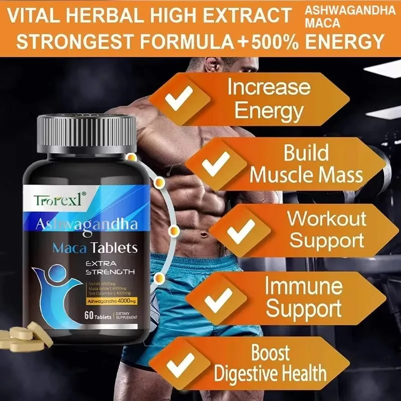 Ashwagandha Maca Tablets Male Enhancing Supplement Improved Energy & Endurance Promotes Size Support Highest Potency — image 3