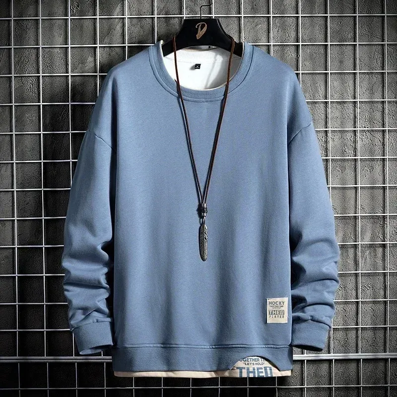 2024 Men New Sweatshirt Patchwork Letter Print Hoodies Fashion Long Sleeve Spring Autumn Quality Jogger Texture Pullovers Male