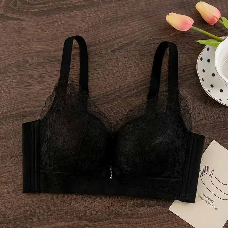 Bra Push-Up Tebal Renda Seksi untuk Payudara Kecil Anti-Kendur Boleh Laras Selesa Tanpa Wayar Pakaian Dalam — image 7
