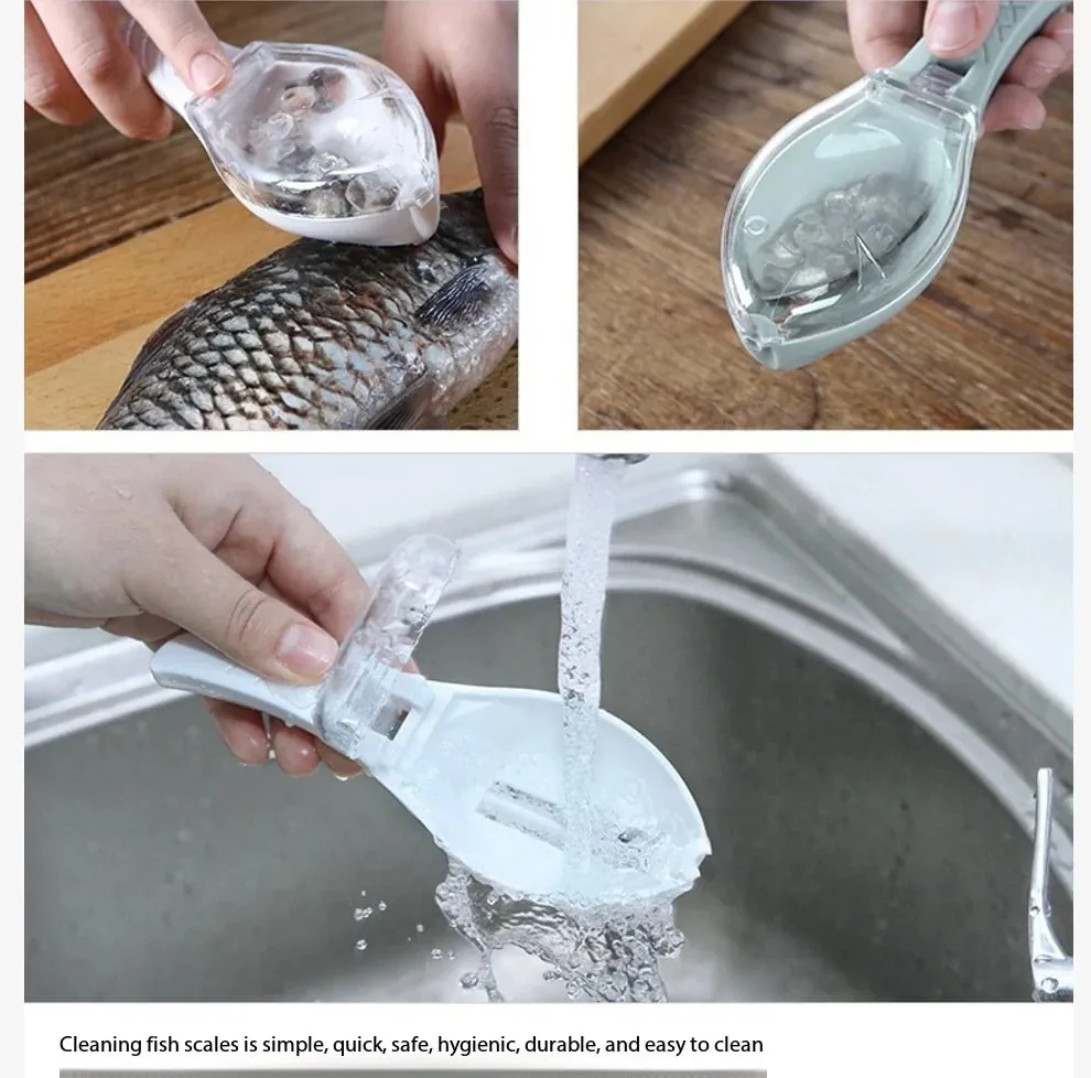 Use a Cover-Equipped Fish Scale Scraper Manual Fish Scale Remover Kitchen Fish Scale Scraper Manual Tool for Removing Fish Scales.