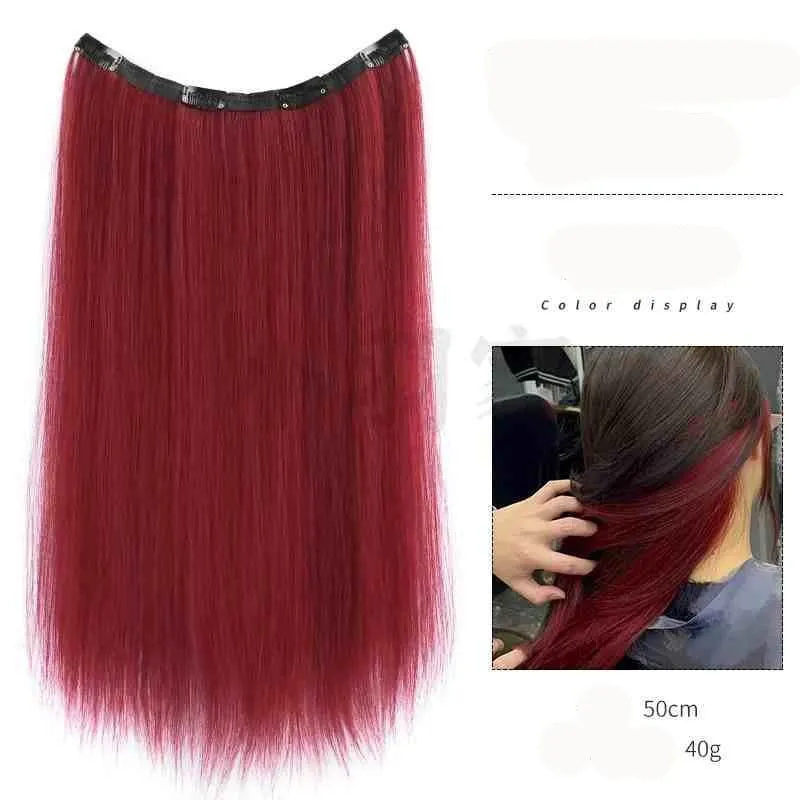 V-shaped One-Piece Synthetic 4 Clip In Hair Extensions Long Straight Hairstyle Hairpiece Colour 50CM Natural Fake Hair — image 8