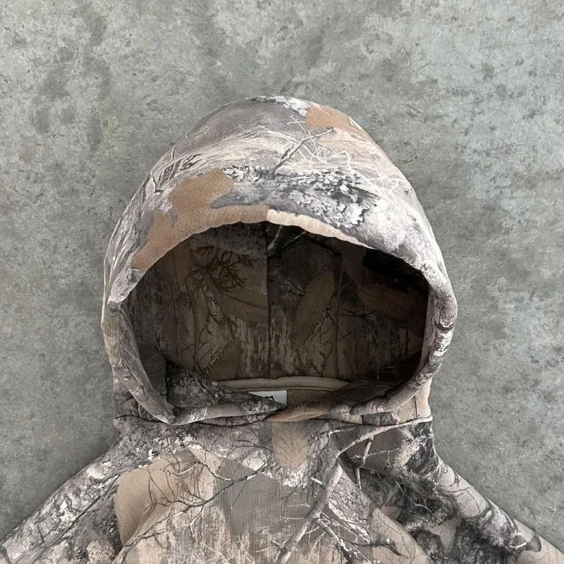 Y2K Retro Hoodie Men Printed Camouflage Pattern Pullover Sweatshirts High Street Hip Hop Streetwear Oversized Unisex Camo Hoodie — image 4