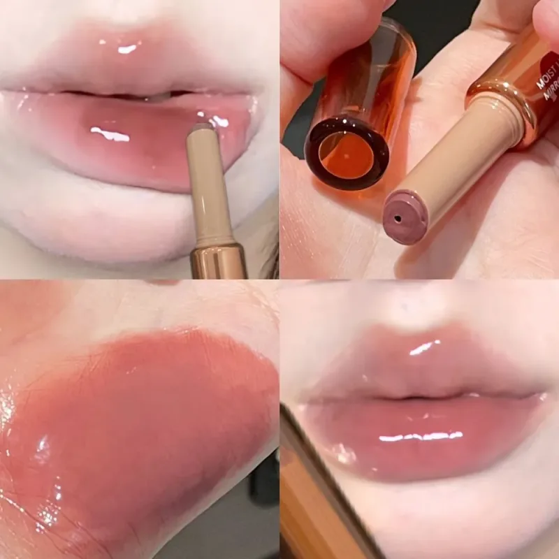 Mirror Glass Solid Lip Glaze Water Light Flash Lip Stick Moisturize Plumper Tint Lip Oil Balm Press Lipstick Cosmetic