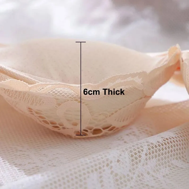 厚さ12cmのパッド入りプッシュアップブラ ワイヤレスギャザーブラジャー 小胸用 セクシーナチュラルリフト