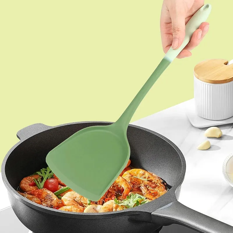 6-Piece Silicone Kitchen Utensil Set: Chinese Spatula Soup Ladle Slotted Turner Pasta Spoon Salad & Honey Scrapers for Non-S — image 3