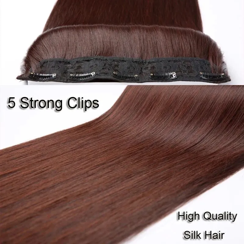 Synthetic 5-Clip One Piece Invisible Hair Extensions Long Straight 24Inch Heat Resistant Hairpiece for Women — image 5