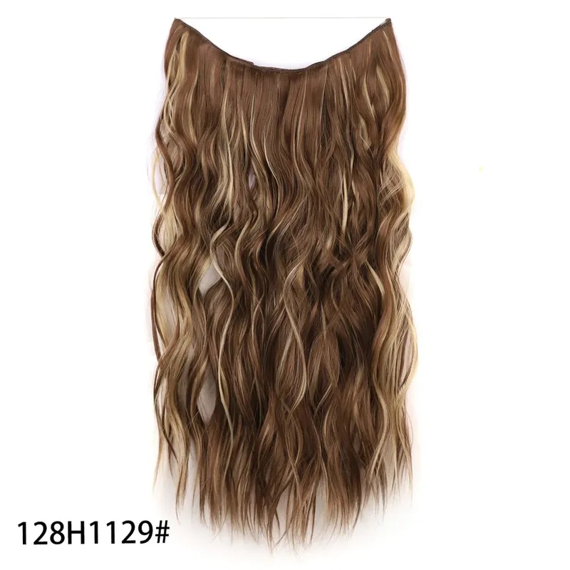 Synthetic Invisible Wire Hair Extensions Long 4 Clips In Wave Curly Hairpiece For Women 20Inch Secret Fish Line Hair Extensions — image 18