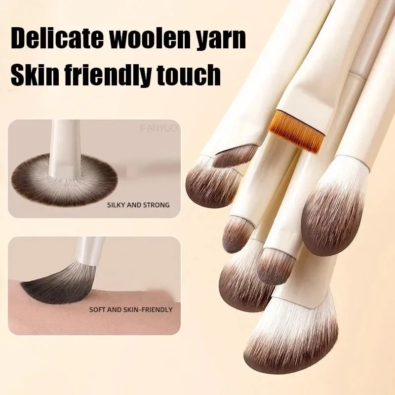 5/6/8/10pcs Natural Eye Makeup Brushes Set Detalye Eyeshadow Brush Makeup Brush White Ultra Soft Eyeshadow Eyeliner Makeup Tool — image 5