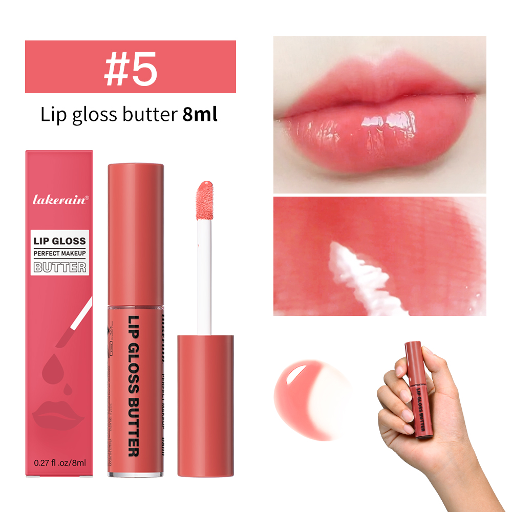 8ml Butter Non-stick Cup Gloss Lip Gloss Moisturizing Mirror Lip Gloss Lasting Color Lip glaze Dye Lip Liquid Makeup For Women