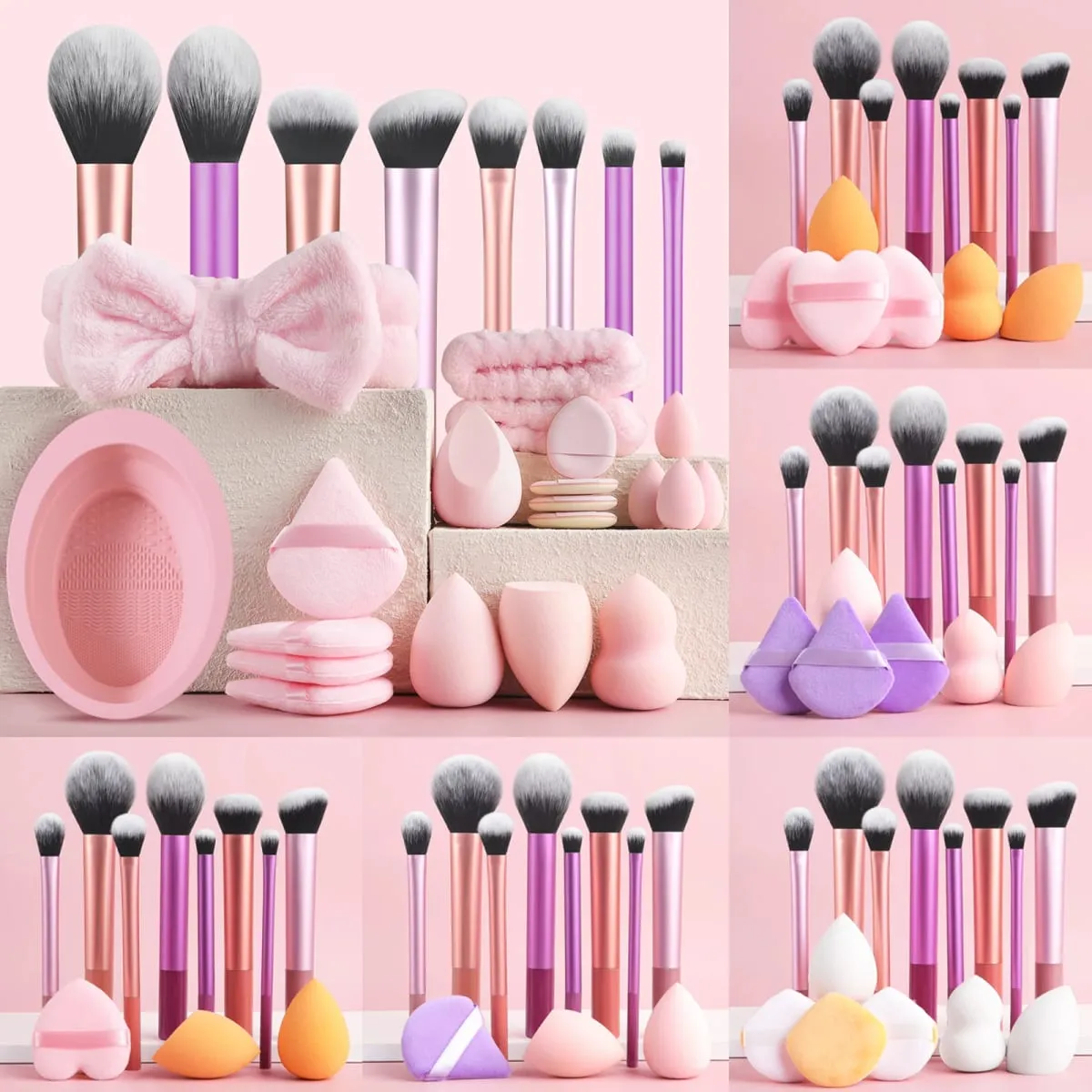 28-piece makeup tool set - 8-piece professional makeup brushes + toiletries set and washing bowl & puff sponge egg combination — image 1