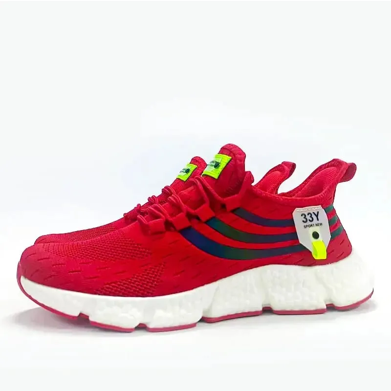Casual Sports Shoes Breathable Mesh Soft Sole Comfortable Non Slip Red Casual Shoes Trendy Versatile Unisex Shoes Sneakers