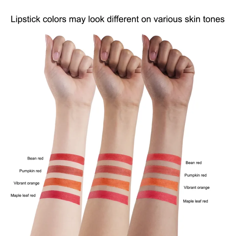 4 Pcs Cigarette Shaped Matte Velvet Lipstick Set Long Lasting Water-proof Bean Red Vibrant Orange Pumpkin Red Maple Red Lip Gift — image 6