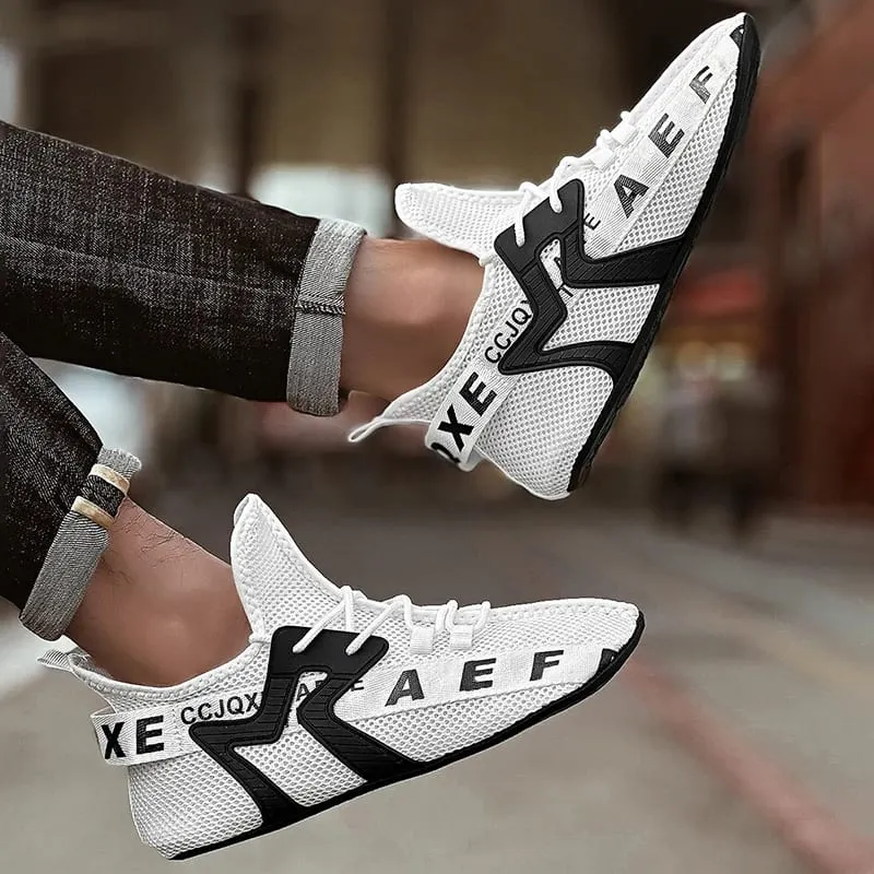 White Sneakers Men High Top Comfortable Breathable Mesh Casual Shoes Socks Shoes Big Size 47 Outdoor Walking Shoes for Men — image 4