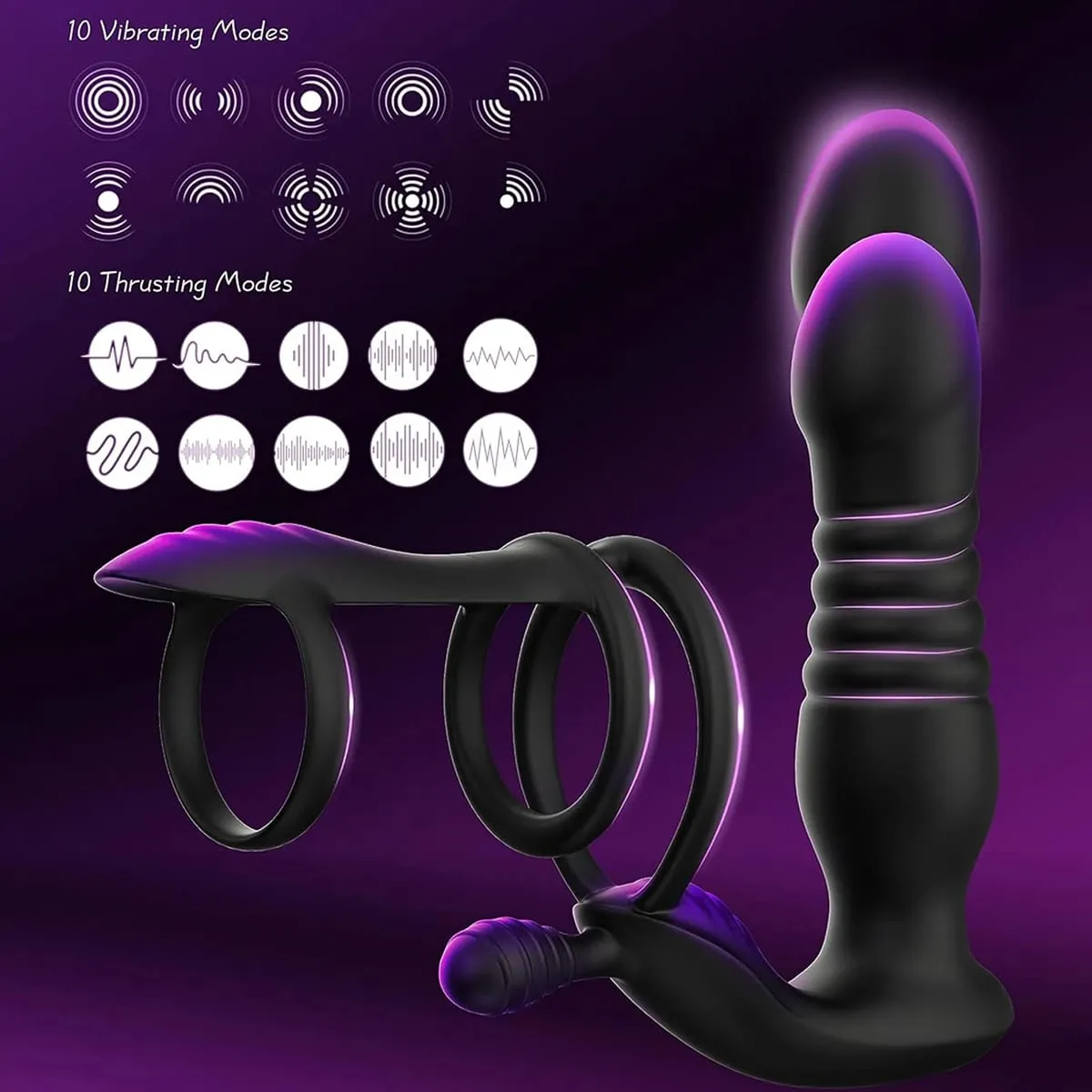 Remote Control Wireless Dildo Anal Telescopic Vibrating Prostate Massager Man Cockring Penis Adult Sex Toys Butt Plug Anal Toy — image 5