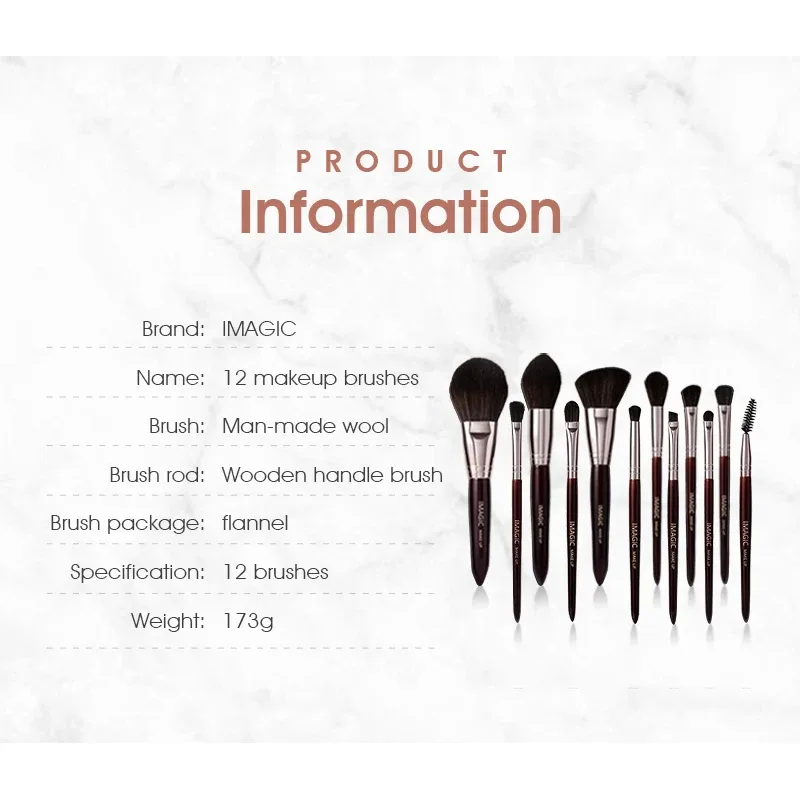 12Pcs/Kit Makeup Brushes Set Eyeshadow Powder Blush Highlighter Synthetic Natural Hair Professional Cosmetic Beauty Tools