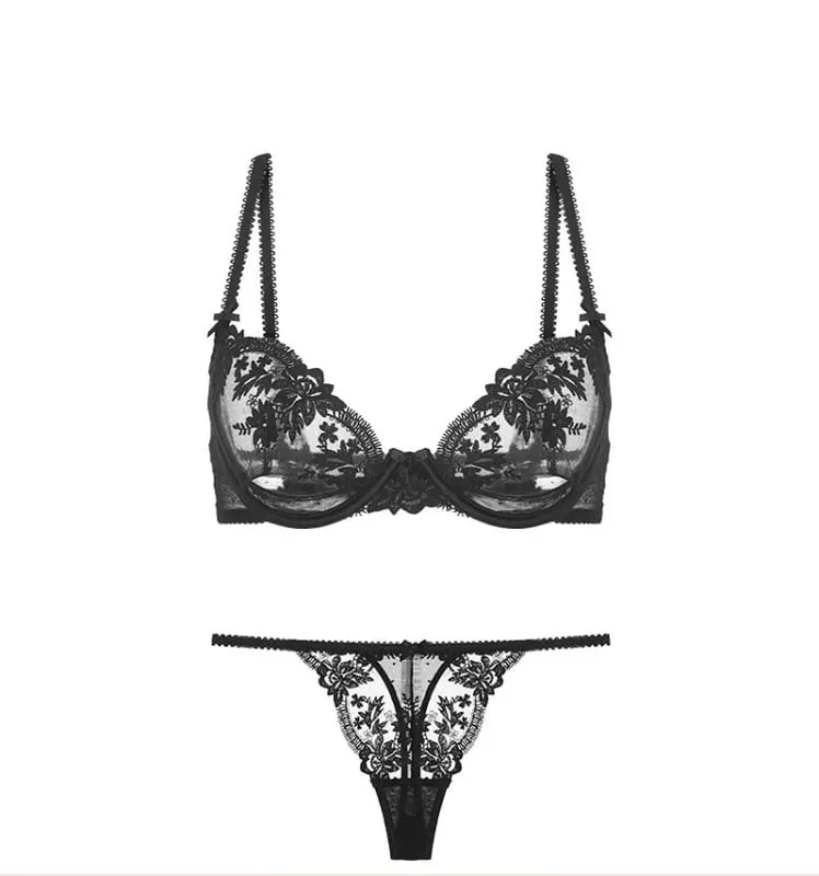 Riviera Sheer Bralette - Breathable Half Cup Underwire Bra Summer-Ready Lace Lingerie Set No Sponge Heatwave-Friendly — image 6