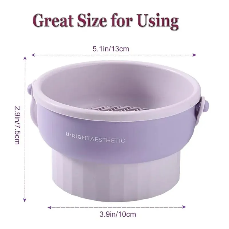 Makeup Brush Cleaning Mat 3-In-1 Silicone Washing Bowl with Brushes Scrubber Foldable Powder Puff Cosmetic Sponge Drying Tools — image 6