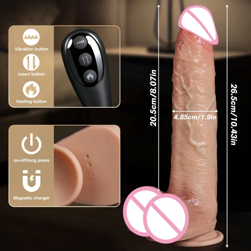 Erotic Dildo Telescopic Vibrator Female Vagina Penetration Realistic Large Penis Anal Plug With Female Sex Toys Heated Thruster