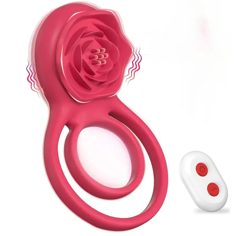 Rose Penis Cock Ring Vibrator Powerful Penis Sleeve Stimulator Delay Ejaculation G-spot Clitoral Massager Sex Toy for Couple 18+