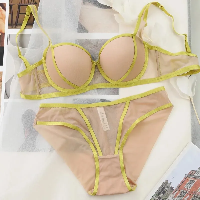 2026 New 5 Contrast Color Half Cup Thicken Push Up Lingerie Sets For Women Sexy Underwear Big Size 75-85 BCD Fashion Bra Panties — image 10