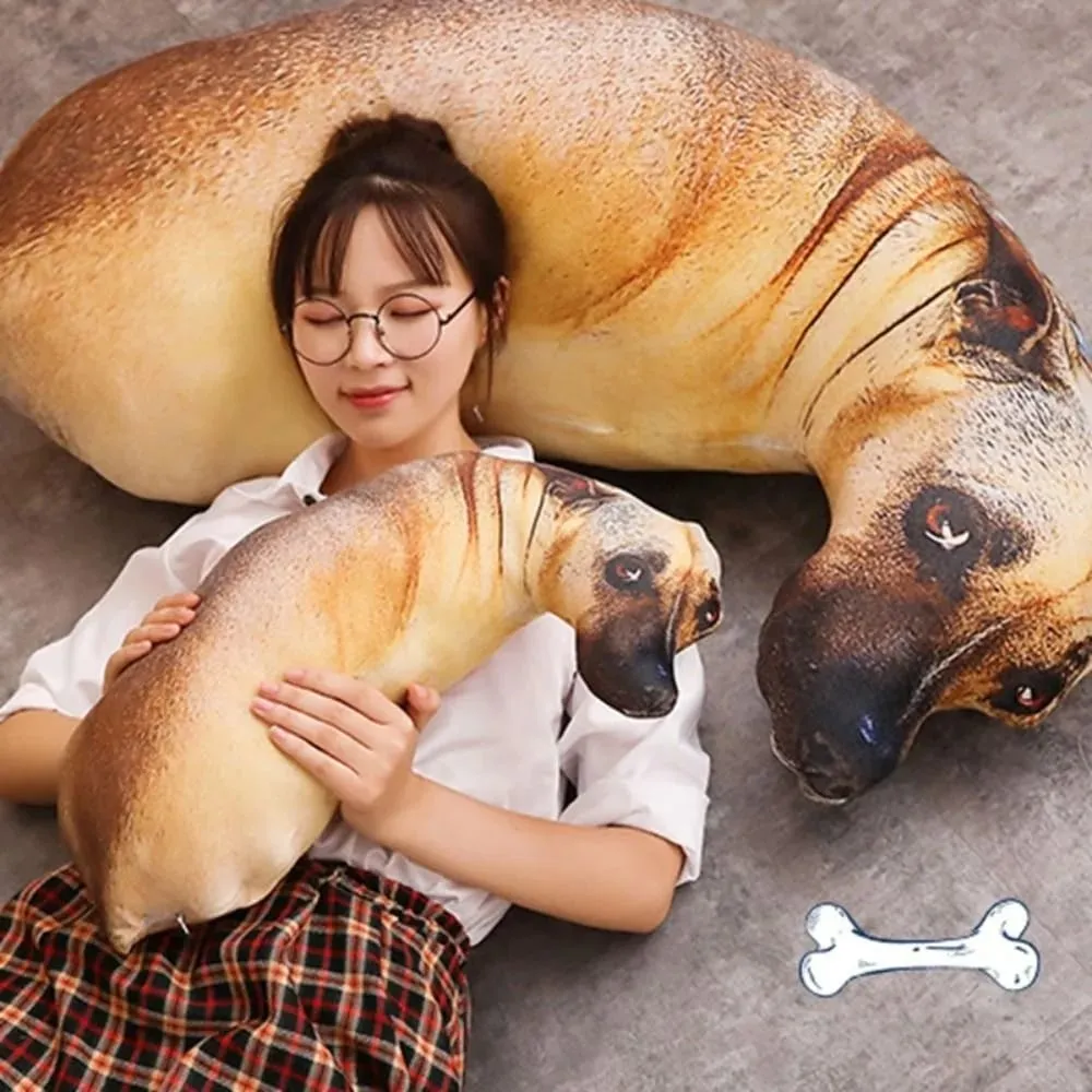 Soft Lifelike Animal Throw Pillow Hound Plush Creative Cushion 3D Dog Pillow Office Toy 3D Lifelike Animal Pet Dog Throw Pillow — image 3