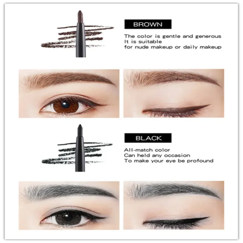 1Pcs Waterproof Black Brown Smooth Eyeliner Pencil Permanent Makeup Eyleliner Pen Long Lasting Automatic Eyes Makeup Tools — image 7