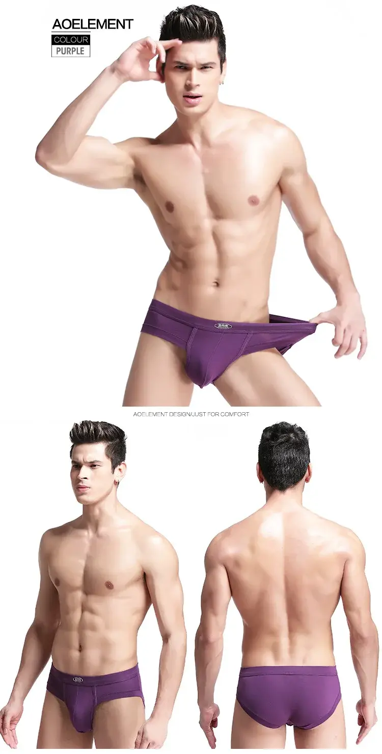 3PC Men's briefs U convex Modal briefs Men's sensible pouch sports wicking sweat breathable mid-waist shorts