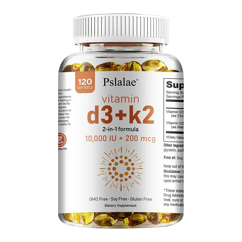 Vitamin D3 10000 IU with K2 200 Mcg | 2 in 1 Support Immune Heart Joint Teeth & Bone Health