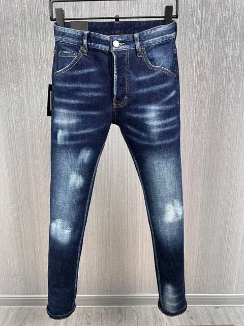 D2 Jeans da uomo Pantaloni in denim Pantaloni a matita slim con foro Bottoni in metallo Classici per feste Nero alla moda DSQ2 JENAS — image 19