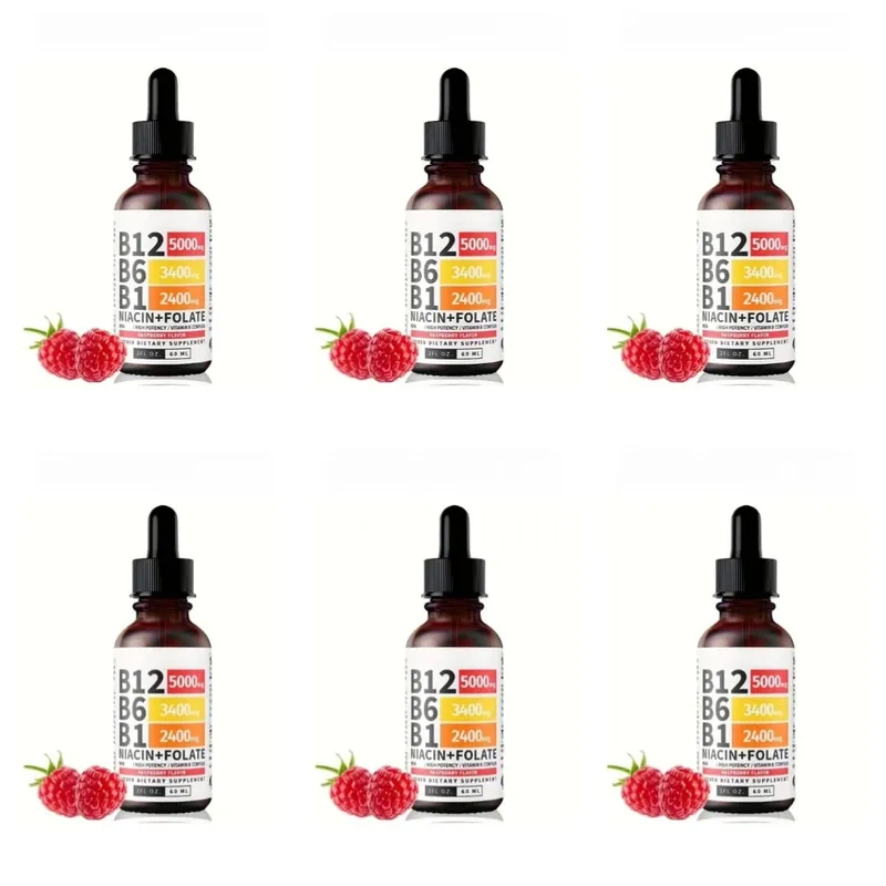 Vitamin-B12-Flüssigkeitstropfen, 60 ml, Himbeergeschmack, mit Vitamin B6+B1 usw. Multivitamin unterstützt die Energierückgewinnung und die Gesundheit des Gehirns und des Herzens — image 12